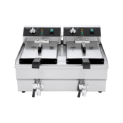 Friteuse électrique à poser professionnelle 10 + 10 Litres avec robinet de vidange (230V) IDEAL - GOLDINOX