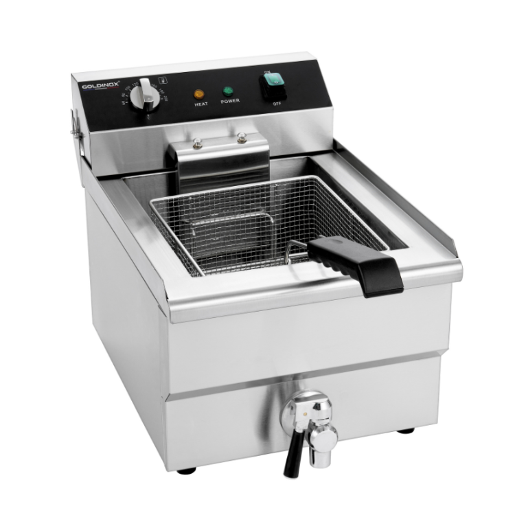 Friteuse électrique à poser professionnelle 16 Litres avec robinet de vidange (400V) IDEAL - GOLDINOX