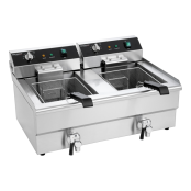 Friteuse électrique à poser professionnelle 16 + 16 Litres avec robinet de vidange (400V) IDEAL - GOLDINOX