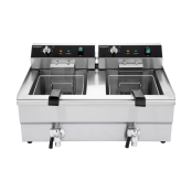 Friteuse électrique à poser professionnelle 16 + 16 Litres avec robinet de vidange (400V) IDEAL - GOLDINOX