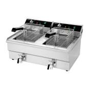 Friteuse électrique à poser professionnelle 16 + 16 Litres avec robinet de vidange (400V) IDEAL - GOLDINOX