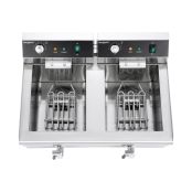 Friteuse électrique à poser professionnelle 16 + 16 Litres avec robinet de vidange (400V) IDEAL - GOLDINOX