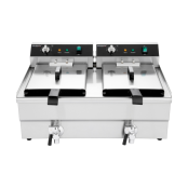 Friteuse électrique à poser professionnelle 16 + 16 Litres avec robinet de vidange (400V) IDEAL - GOLDINOX