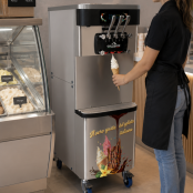 Machine à glace à l’italienne 2 parfums + 1 mix sur roulettes PREMIUM - GOLDINOX