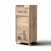Poubelle snack "THANK YOU" en bois Chêne clair 100 Litres PREMIUM - GOLDINOX