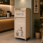 Poubelle snack "THANK YOU" en bois Chêne clair 100 Litres PREMIUM - GOLDINOX
