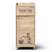 Poubelle snack "THANK YOU" en bois Chêne clair 100 Litres PREMIUM - GOLDINOX