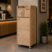 Poubelle snack "MERCI" en bois chêne clair 100 Litres PREMIUM - GOLDINOX