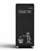Poubelle snack "THANK YOU" en bois Noir 100 Litres PREMIUM - GOLDINOX