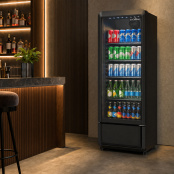 Armoire à boissons 240 Litres avec roulettes à l'arrière Full Black PREMIUM - GOLDINOX