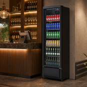 Armoire à boissons 280 Litres avec roulettes à l'arrière Full Black PREMIUM - GOLDINOX