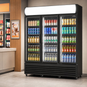 Armoire à boissons 3 portes 1065 Litres sur roulettes Full Black PREMIUM - GOLDINOX
