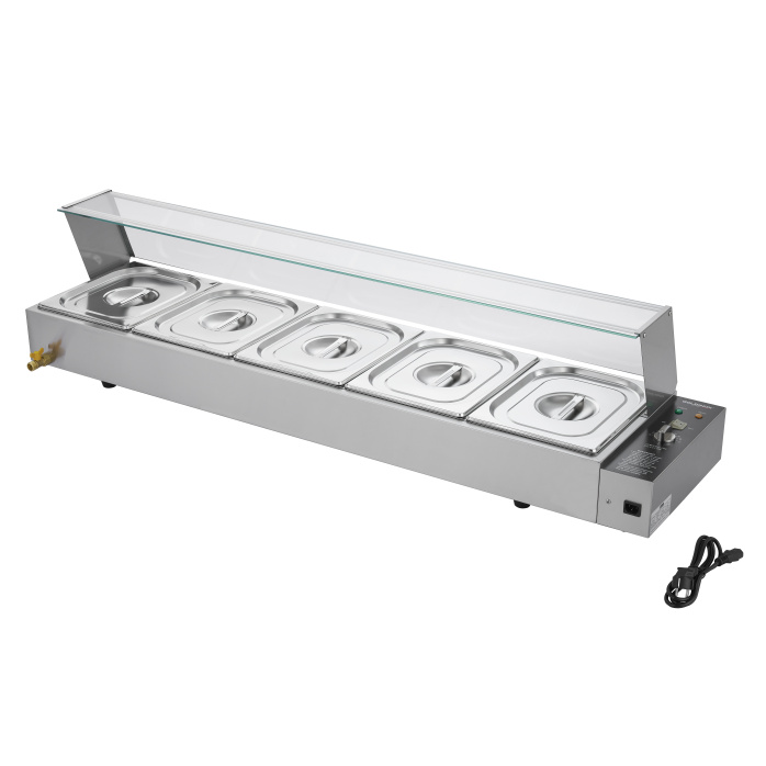 Bain marie professionnel avec robinet de vidange (5x GN1/2) PREMIUM - GOLDINOX