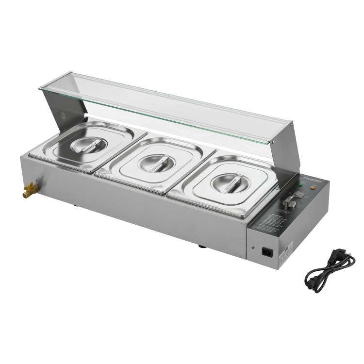 Bain marie professionnel avec robinet de vidange (3x GN1/2) PREMIUM - GOLDINOX