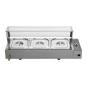 Bain marie professionnel avec robinet de vidange (3x GN1/2) PREMIUM - GOLDINOX