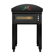 Four à pizza électrique 4 x Ø34 cm (6kW - 380V) sur roulettes et hotte d'extraction Série "PIZZA CHEF" PREMIUM - GOLDINOX