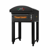 Four à pizza électrique 4 x Ø34 cm (6kW - 380V) sur roulettes et hotte d'extraction Série "PIZZA CHEF" PREMIUM - GOLDINOX