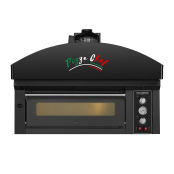 Four à pizza électrique 4 x Ø34 cm (6kW - 380V) avec hotte d'extraction et moteur Série "PIZZA CHEF" PREMIUM - GOLDINOX