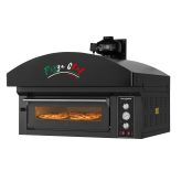 Four à pizza électrique 4 x Ø34 cm (6kW - 380V) avec hotte d'extraction et moteur Série "PIZZA CHEF" PREMIUM - GOLDINOX