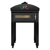 Four à pizza électrique 4x Ø34 cm (6kW-380V) sur roulettes avec hotte d'extraction + moteur Série "PIZZA CHEF" PREMIUM-GOLDINOX