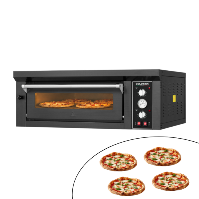 Four à pizza électrique 4 x Ø34 cm (6kW - 380V) Série "PIZZA CHEF" PREMIUM - GOLDINOX