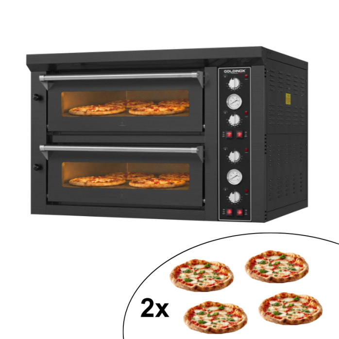 Four à pizza électrique 4+4 x Ø34 cm (12kW - 380V) Série "PIZZA CHEF" PREMIUM - GOLDINOX