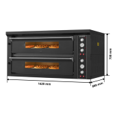 Four à pizza électrique 6+6 x Ø34 cm LARGE (16kW - 380V) Série "PIZZA CHEF" PREMIUM - GOLDINOX