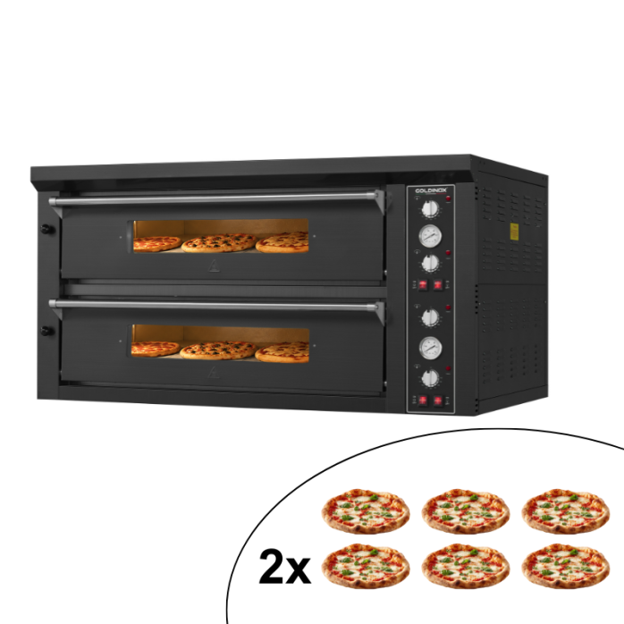 Four à pizza électrique 6+6 x Ø34 cm LARGE (16kW - 380V) Série "PIZZA CHEF" PREMIUM - GOLDINOX