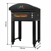 Four à pizza électrique 4 x Ø34 cm (6kW - 380V) sur roulettes et hotte d'extraction Série "PIZZA CHEF" PREMIUM - GOLDINOX