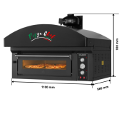 Four à pizza électrique 4 x Ø34 cm (6kW - 380V) avec hotte d'extraction et moteur Série "PIZZA CHEF" PREMIUM - GOLDINOX
