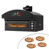 Four à pizza électrique 4 x Ø34 cm (6kW - 380V) avec hotte d'extraction et moteur Série "PIZZA CHEF" PREMIUM - GOLDINOX