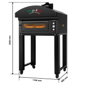 Four à pizza électrique 4x Ø34 cm (6kW-380V) sur roulettes avec hotte d'extraction + moteur Série "PIZZA CHEF" PREMIUM-GOLDINOX
