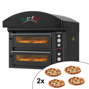 Four à pizza électrique 4 x Ø34 cm (6kW - 380V) avec hotte d'extraction Série "PIZZA CHEF" PREMIUM - GOLDINOX