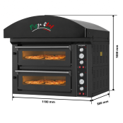 Four à pizza électrique 4 x Ø34 cm (6kW - 380V) avec hotte d'extraction Série "PIZZA CHEF" PREMIUM - GOLDINOX