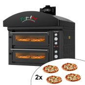 Four à pizza électrique 4 x Ø34 cm (6kW - 380V) avec hotte d'extraction et moteur Série "PIZZA CHEF" PREMIUM - GOLDINOX
