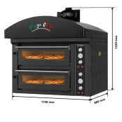 Four à pizza électrique 4 x Ø34 cm (6kW - 380V) avec hotte d'extraction et moteur Série "PIZZA CHEF" PREMIUM - GOLDINOX