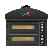 Four à pizza électrique 4 x Ø34 cm (6kW - 380V) avec hotte d'extraction et moteur Série "PIZZA CHEF" PREMIUM - GOLDINOX