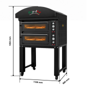Four à pizza électrique 4 x Ø34 cm (6kW - 380V) sur roulettes et hotte d'extraction Série "PIZZA CHEF" PREMIUM - GOLDINOX