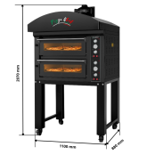 Four à pizza électrique 4x Ø34 cm (6kW-380V) sur roulettes avec hotte d'extraction + moteur Série "PIZZA CHEF" PREMIUM-GOLDINOX
