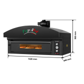 Four à pizza électrique 4 x Ø34 cm (6kW - 380V) avec hotte d'extraction et moteur Série "PIZZA CHEF" PREMIUM - GOLDINOX