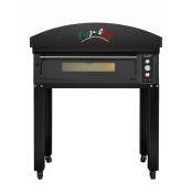 Four à pizza électrique 6 x Ø34 cm (8kW - 380V) sur roulettes et hotte d'extraction Série "PIZZA CHEF" PREMIUM - GOLDINOX