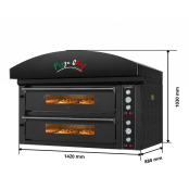 Four à pizza électrique 6+6 x Ø34 cm (16kW - 380V) avec hotte d'extraction Série "PIZZA CHEF" PREMIUM - GOLDINOX