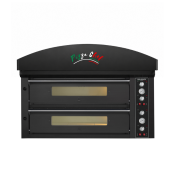 Four à pizza électrique 6+6 x Ø34 cm (16kW - 380V) avec hotte d'extraction Série "PIZZA CHEF" PREMIUM - GOLDINOX