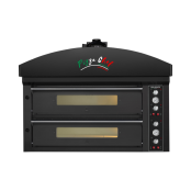 Four à pizza électrique 4 x Ø34 cm (6kW - 380V) avec hotte d'extraction et moteur Série "PIZZA CHEF" PREMIUM - GOLDINOX