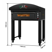 Four à pizza électrique 6 x Ø34 cm (8kW - 380V) sur roulettes et hotte d'extraction Série "PIZZA CHEF" PREMIUM - GOLDINOX