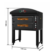 Four à pizza électrique 6+6 x Ø34 cm LARGE (16kW - 380V) sur roulettes et hotte d'extraction Série "PIZZA CHEF" PREMIUM - GOLDIN