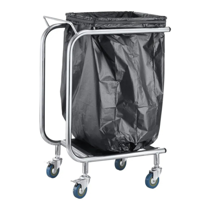 Porte sac poubelle mobile inox 100 litres sur roulettes PREMIUM - GOLDINOX