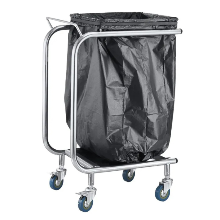 Porte sac poubelle mobile inox 100 litres sur roulettes PREMIUM - GOLDINOX