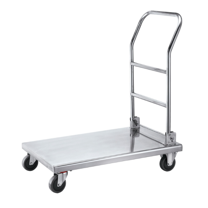 Chariot de transport pliable en inox (820 x 520 mm) PREMIUM - GOLDINOX