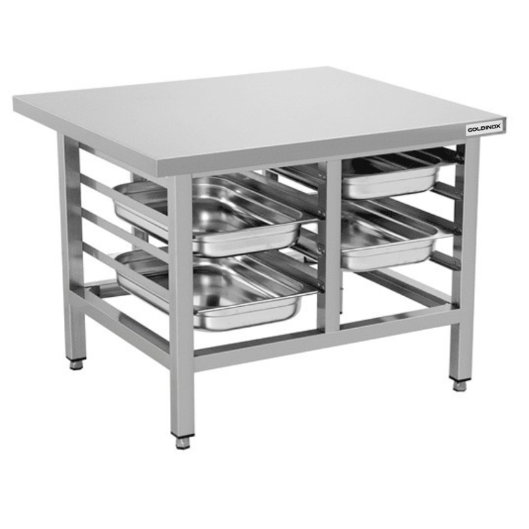 Support de four en acier inoxydable (Hauteur 700 mm) avec 2 x 4 niveaux GN 1/1 PREMIUM - GOLDINOX
